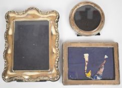 Three various hallmarked silver photograph frames, the largest to suit 6 x 4 inch photo, with