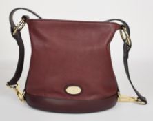 Mulberry Jamie bucket handbag in dark red grained leather with darker trim and strap and gold