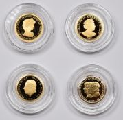 Four Charles III, Diana Princess of Wales and Duke of Cambridge ⅛ sovereign gold coins, all in