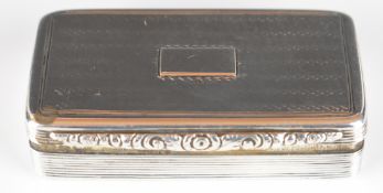 William IV hallmarked silver snuff box with engine turned decoration and gilt interior, Birmingham