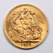 1912 George V gold full sovereign, NVF