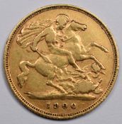 1900 Queen Victoria gold half sovereign