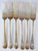 Set of six George V Old English pattern dessert forks, London 1918, maker Josiah Williams & Co,