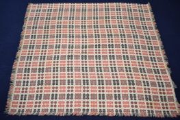 Rhydybont Mill vintage Welsh tapestry woollen blanket woven in orange, yellow, white and black