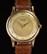 Rotary 9ct gold gentleman's wristwatch with gold hands, Arabic numerals and hour markers, two-tone