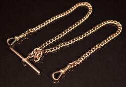 A c1910 9ct rose gold double Albert, 19.7g, 41cm