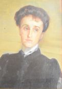 Russian oil on canvas portrait of a lady, with pencil script verso regarding it being Elizabeth