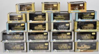 Nineteen Dragon Armour 1:72 scale diecast model tanks to include Panther G, Tiger I, JAGD-Tiger