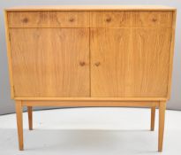 Gordon Russell retro mid century modern Ellipses sideboard, fitted two drawers above cupboards, W122