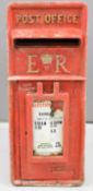 Elizabeth II cast iron and steel post box with enamel plate to front giving collection times,