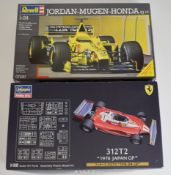 Two Formula 1 plastic model kits comprising Hasegawa Ferrari 312T2 '1976 Japan' 20243 and Revell