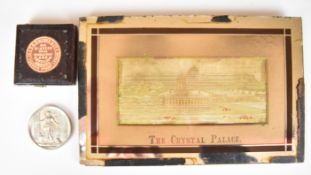 1884 cased silver plated medallion by Pinches issued to commemorate the opening of The Crystal