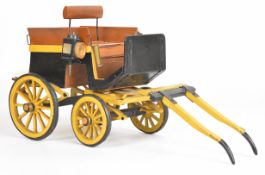 Mid 20th century scratch built folk art or similar model of a horse drawn dog cart, with leather