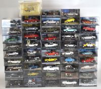 Forty-eight GE Fabbri 007 James Bond diecast model cars including vehicles from Goldfinger, The