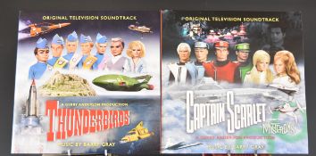 Two Gerry Anderson TV theme albums comprising Thunderbirds (SILPP1622) double album on blue vinyl