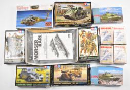Thirteen Japanese Airfix style plastic model kits to include Hasegawa, Tamiya and Takara, all in