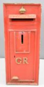 George V or VI cast iron Post Office wall mounted post box with crown to top, GR to door and maker's
