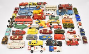 Over fifty Dinky and Corgi diecast model cars to include Spectrum Pursuit Vehicle, Batmobile, Fire