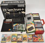 Sinclair ZX Spectrum+ personal computer with power supply, leads, user manual and a collection of