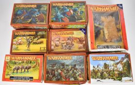Eight Games Workshop Warhammer metal and plastic figurine boxed sets to include Lizardmen Skink