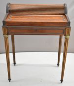 19th or early 20thC writing desk, the opening of the drawer causing the domed tambour top to