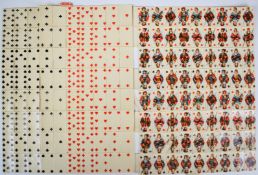 Heller of Austria two sheets of perforated but uncut miniature dolls' house playing cards forming