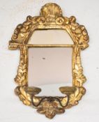 18th / 19thC likely Regency gilt wood pier mirror with blacksmith made iron double candle sconce,