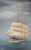 Reginald Arthur Borstel (Australian,1875-1922) oil on board of the four-masted steel-hulled