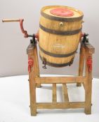Lister coopered oak butter churn on stand, overall height 118cm