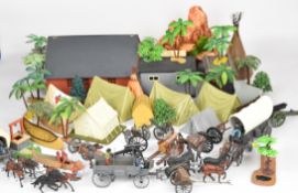 A quantity of Britains and similar plastic model figures with wild west and American civil war