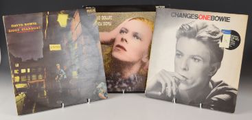 Three David Bowie LPs comprising Hunky Dory, Changes One and The Rise of Ziggy Stardust and The