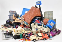 A collection of MASK and Action Force figures, vehicles and playsets to include Boulder Hill.