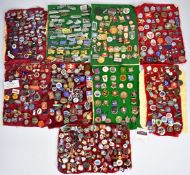 Approximately 250 pin badges including railway, Flying Scotsman, Evening Star, Snowdon Mountain /