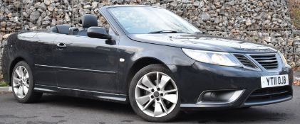 2011 Saab 9-3 Aero 1.9 diesel convertible, registration number YT11 OJB, with V5c, MOT expires