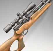 Weihrauch HW100 .22 PCP air rifle with textured semi-pistol grip, raised cheek piece, adjustable