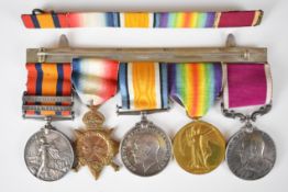 British Army Lincolnshire Regiment group of five medals for WO1 H A Claydon comprising Queen's South