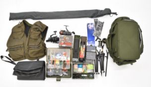 Carp / coarse fishing tackle including Pro Master 8ft 2.5lb rod, waistcoat, bag, Mitchell Avocet