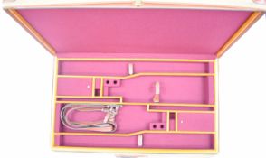 Guardian brass and leather bound double shotgun or rifle carry case with fitted interior and outer