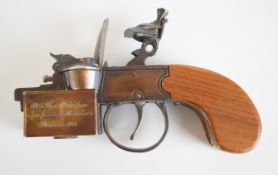 Dunhill Tinder Pistol flintlock style lighter with shaped wooden grip and 'Pat 592139 USA Pat