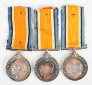 British Army three WW1 War Medals named to 57580 P M Coleman, Manchester Regiment, 200804 Cpl H W