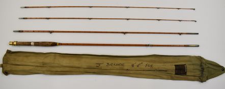Hardy three piece with spare top crop split cane fly fishing rod 'The Hollolight' 9', in original
