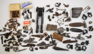 A collection of gun parts including shotgun lock plates, one pair named P Maclagan and one named W&J