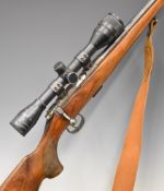 BRNO Model 2-E .22LE bolt-action rifle with chequered semi-pistol grip, multi-shot magazine,
