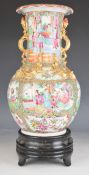19thC Chinese famille rose vase with figural dragon handles, further applied dragon decoration and