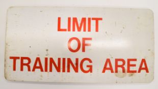 Limit of Training Area metal sign, 75 x 38cm
