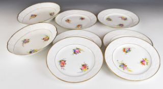 Spode dessert ware comprising two dishes and six plates with relief moulded dolphin borders and hand