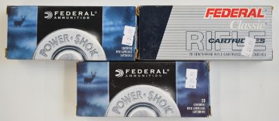 Sixty .222 Remington Federal cartridges, all in original boxes. PLEASE NOTE THAT A VALID RELEVANT