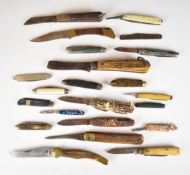 Twenty two pocket / folding knives including a Rostfrei and Frederick Reynolds of Sheffield
