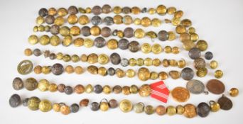Approximately 100 buttons, mostly South Africa but some Russian, three shooting medals and a