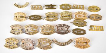 Approximately 20 South African shoulder titles / badges including 1st Infantry and SA HA examples